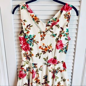 Rose, tea-length dress